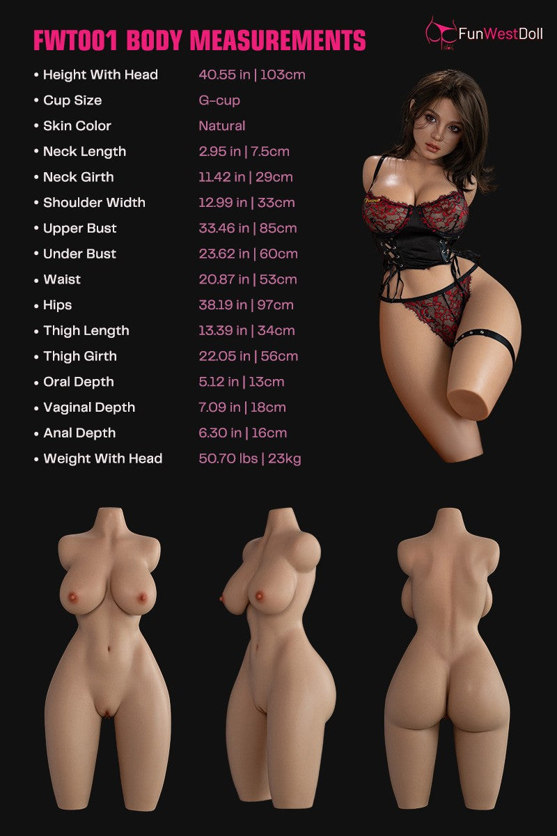 Lyra Torso Sex doll (FunWest Doll 103cm G-cup #054S silicone)