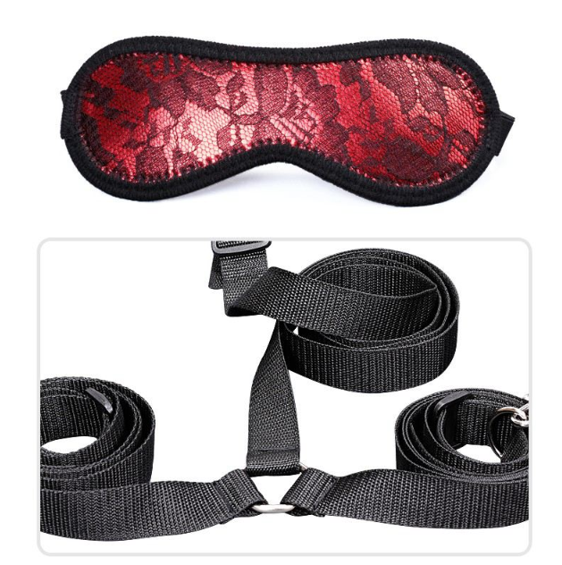 BDSM Kit - Handcuffs, Lace Outfit & Eye Mask (7 Piece Set)