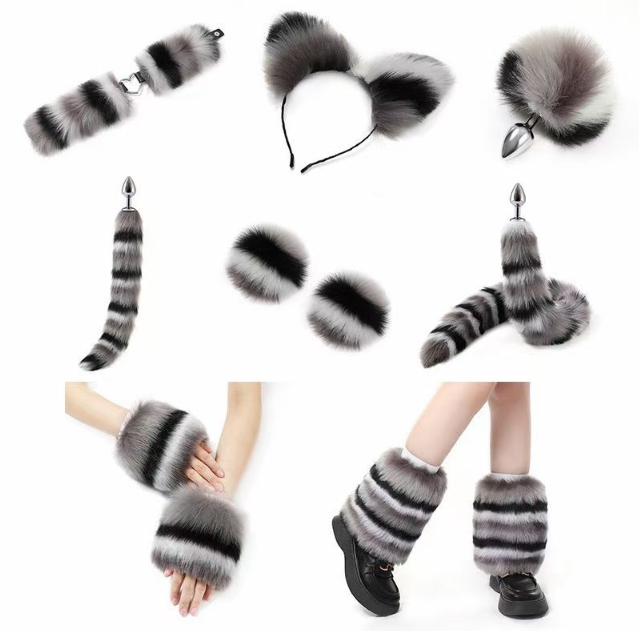 Furry Outfit aus buntem Fell (Set mit 11 Teilen)