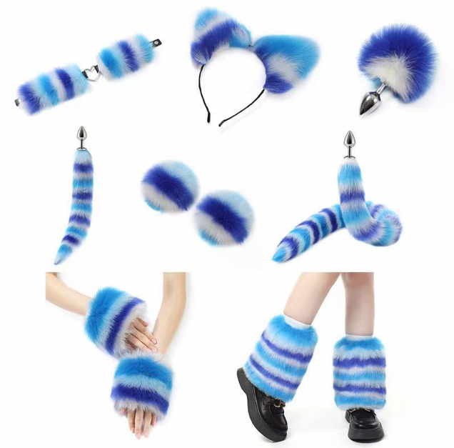 Furry Outfit aus buntem Fell (Set mit 11 Teilen)