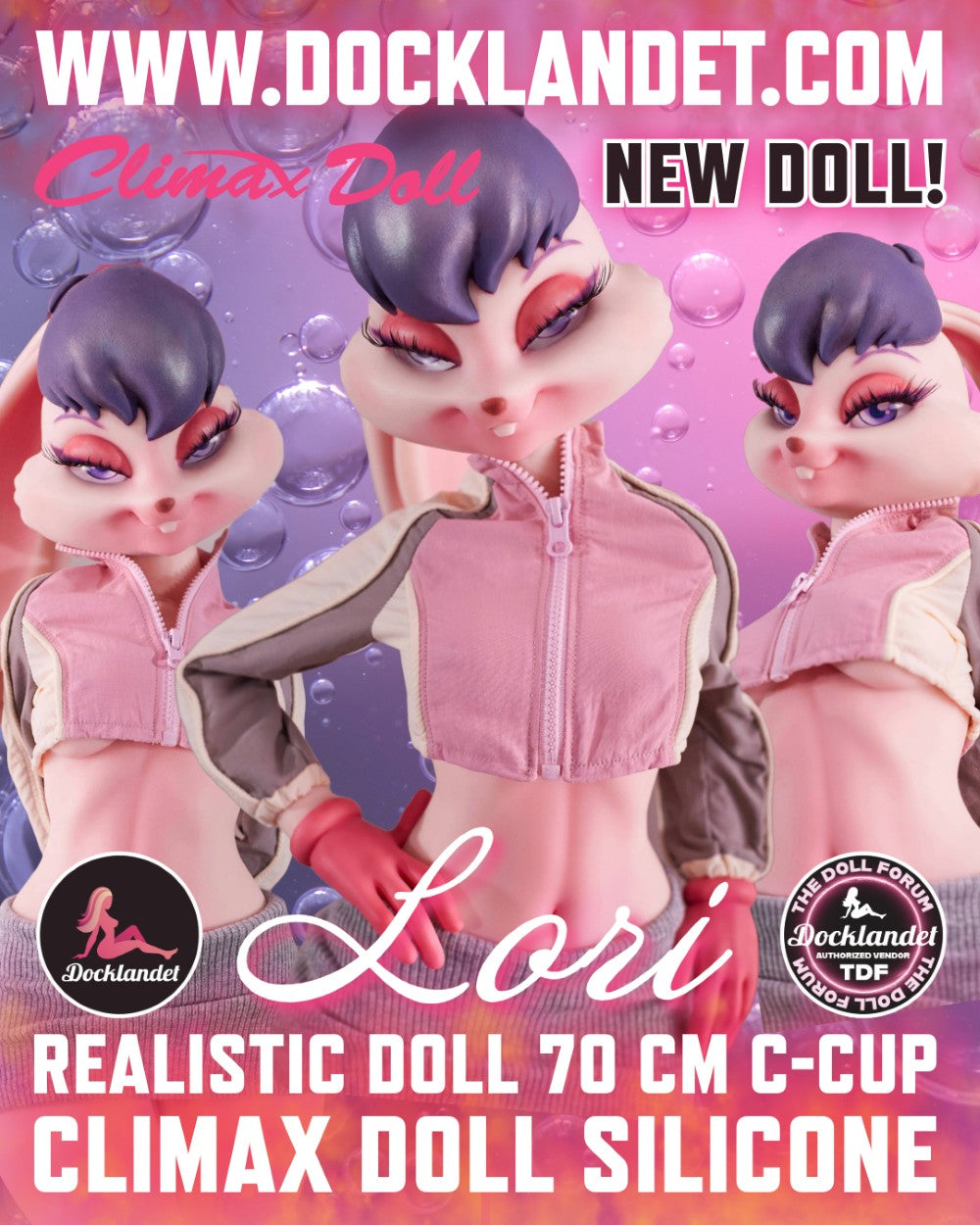 Lori is a 70 cm silicone rabbit doll from Climax Doll. This furry sex doll has a special style and a curvy body with a C-cup breast size. Climax Doll has dolls in both TPE and silicone in many different sizes and styles.